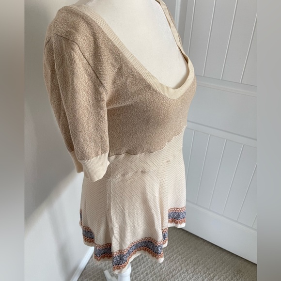 Free People M light weight knit tunic sleeves top - Picture 2 of 6